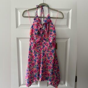 Beachy Halter Dress with Ruffle Detail